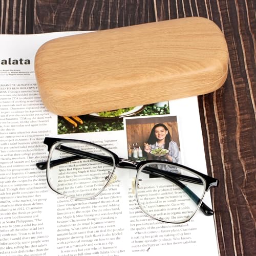 Image of Glasses Case, Portable Sunglasses Case, Wood Grain Hard Shell Eyeglass Case, Glasses Case With Cleaning Cloth For Women Girls