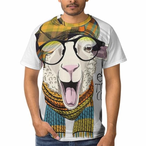 T-Shirt à Col Rond pour Homme Mouton Frais en Pur Coton Doux