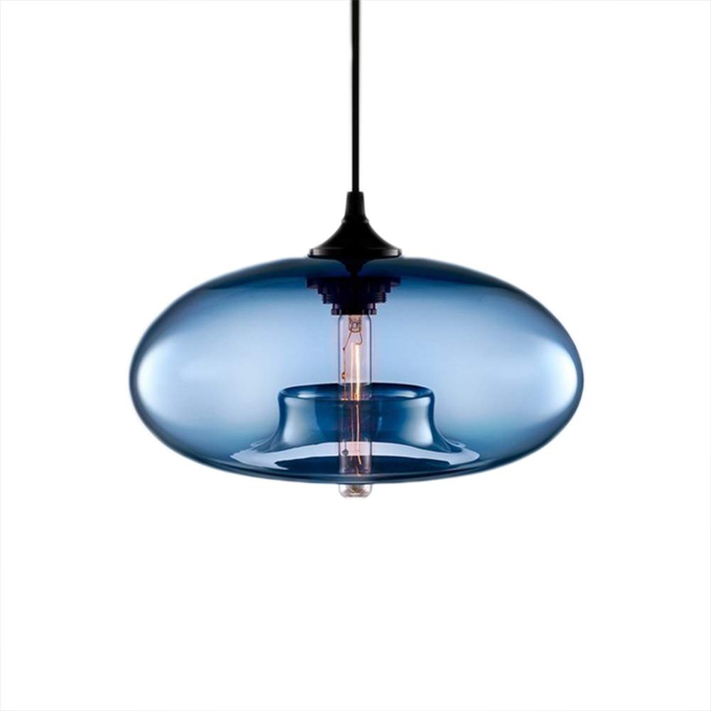 CSXSXAUO Pendant Lamp Glass LED Lampshade Nordic Ceiling Hanging Lighting Chandelier Restaurant Bar Dining Room Indoor Blue Decor Light ChandelierWW (Color : Blue) Star of