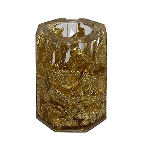 Image of AUGEN Pen Stand Decorative Octagon Gold Flake Design Stationery Holder | Gift Item | Table Top Decor (9855)