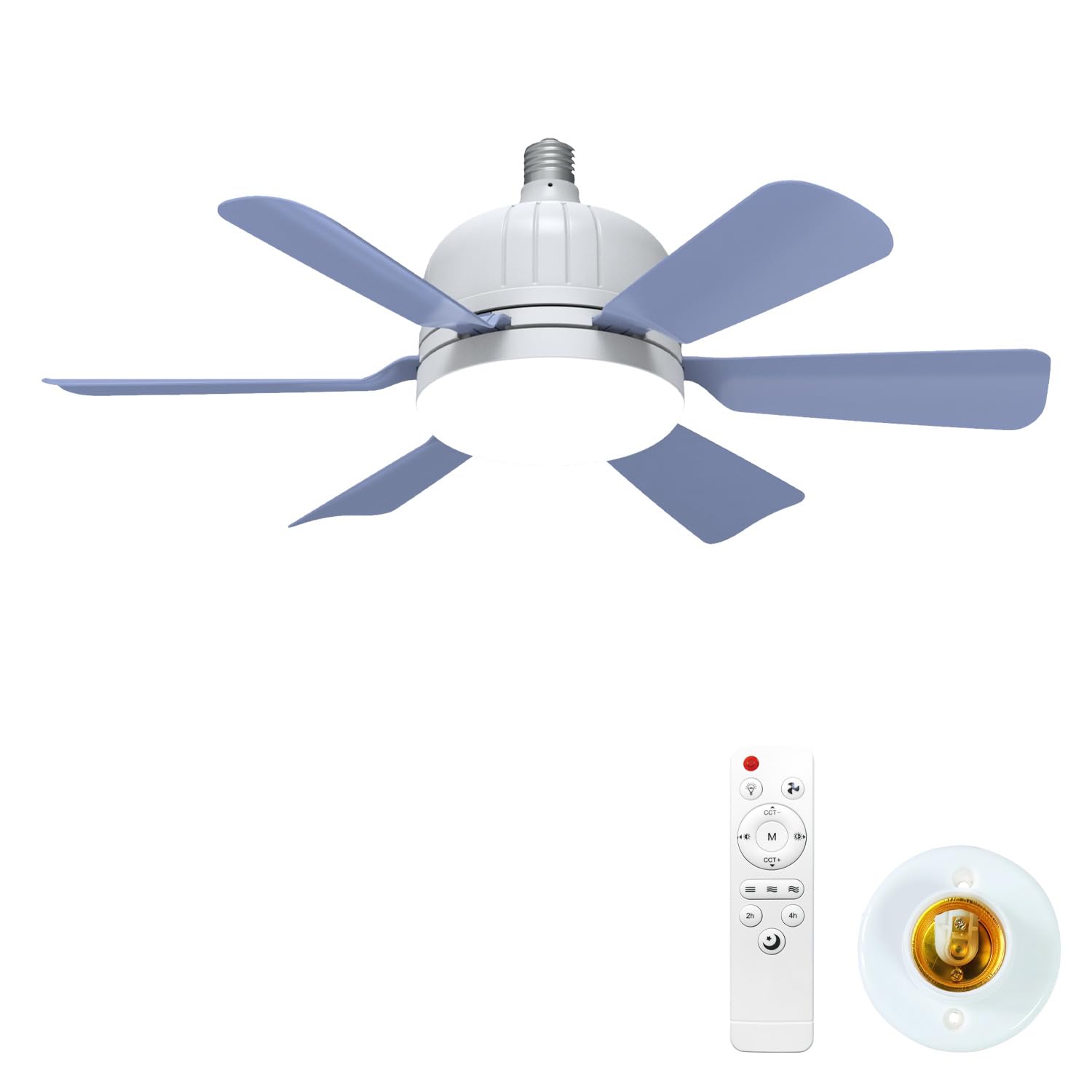 HXYSXHJUO Fan Light - Ceiling Fans with Lights and Remote, 46CM Small 3-Speeds, Time, Dimmable LED, E27 Base for Bedroom Kitchen Room Garage (6 Blades)-D