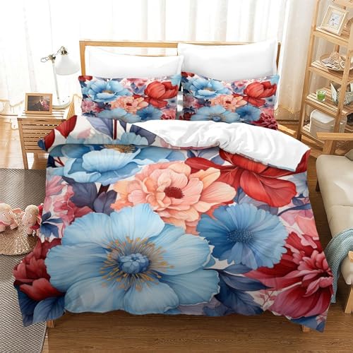 Parure de lit fleurs multicolores 3D en microfibre 200x200 cm - 3