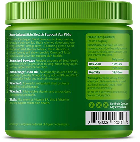 Zesty Paws Skin & Coat Bites for Dogs â Fish Oil Soft Chews with Omega-3 Fatty Acids EPA & DHA - Skin, Coat, Antioxidant & Immune Support - Hemp - 90 Count - Image 6