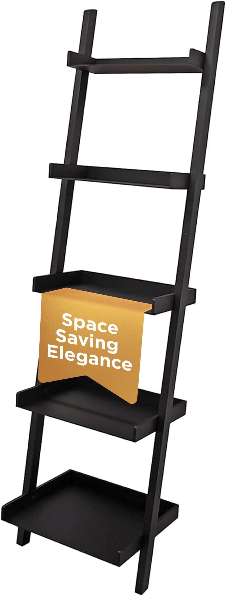 Kiera Grace Modern 5-Tier Wood Ladder Bookshelf, Black