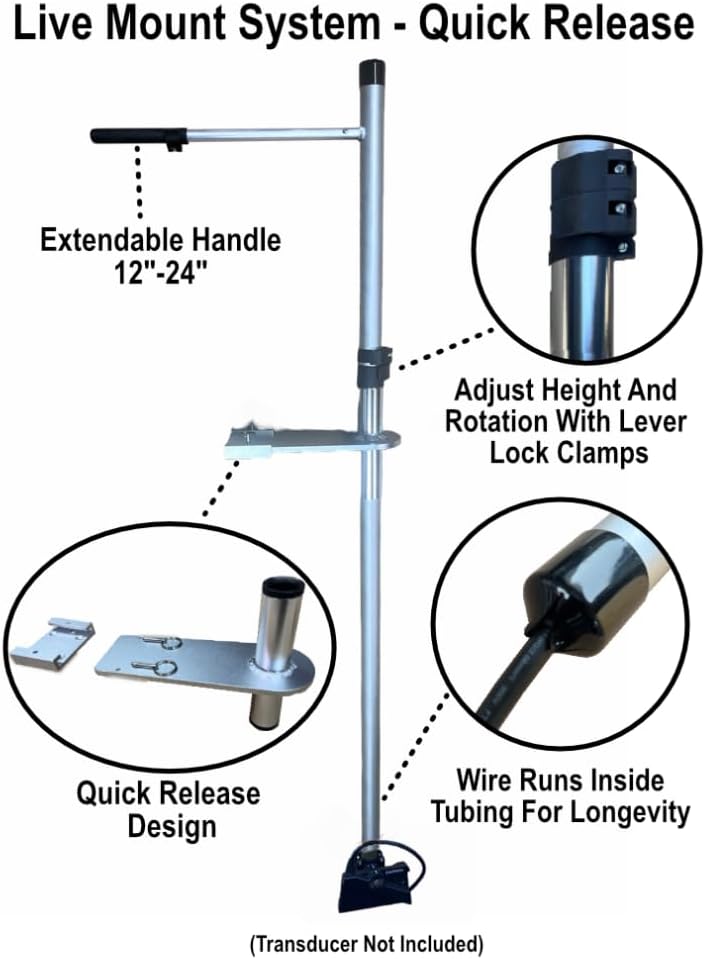 Live Mount System - Live Sonar Transducer Mount Pole - Quick Release (60")