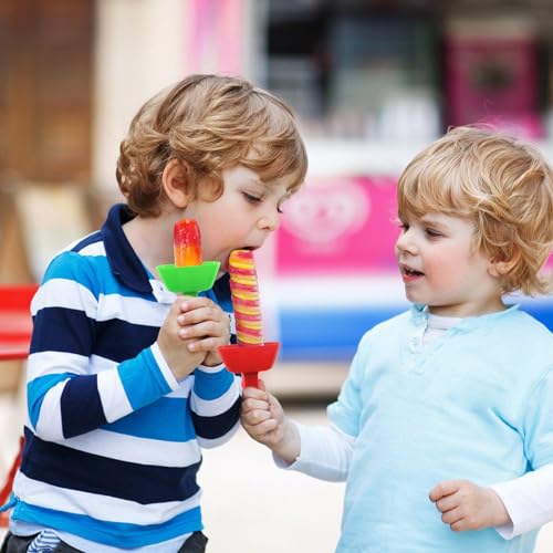panemy 8 Stück Tropffreier Eis am Stiel Halter für Kinder, Lebensmittelgerechtes Polypropylen-Material Eishalterung für Kinder, Wiederverwendbar Popsicle Holder mit Strohhalm