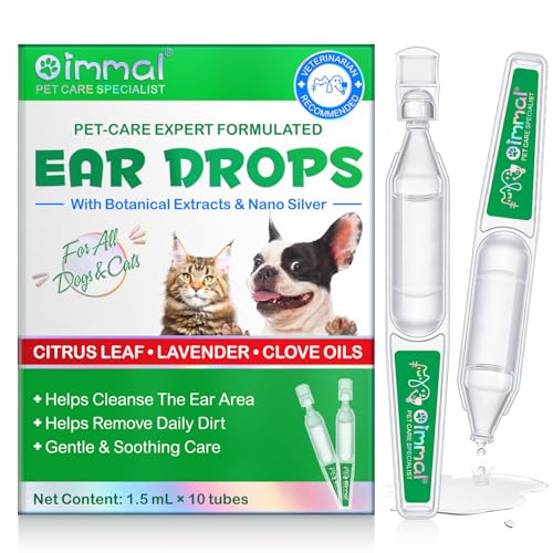 IMKCICSZ Ear Cleaner for Dogs & Cats – Gentle Plant-Based Formula with Soothing Relief, 10 Single-Use Tubes (1.5 mL Each) | Daily Ear Cleaning Solution for Pets