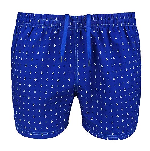 Evoga Maillot de Bain Homme Bleu de Fantaisie Ancres Slim Fit Short Court Short Mer - Bleu Clair, XL Cover