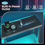 AODK Computer Desk, 48 Inch Gaming Desk with Led Lights & Power Outlet, Office Desk with Printer Storage Shelves, Reversible Desk with Monitor Shelf & Headphone Hook, Carbon Fiber Black - Image 4