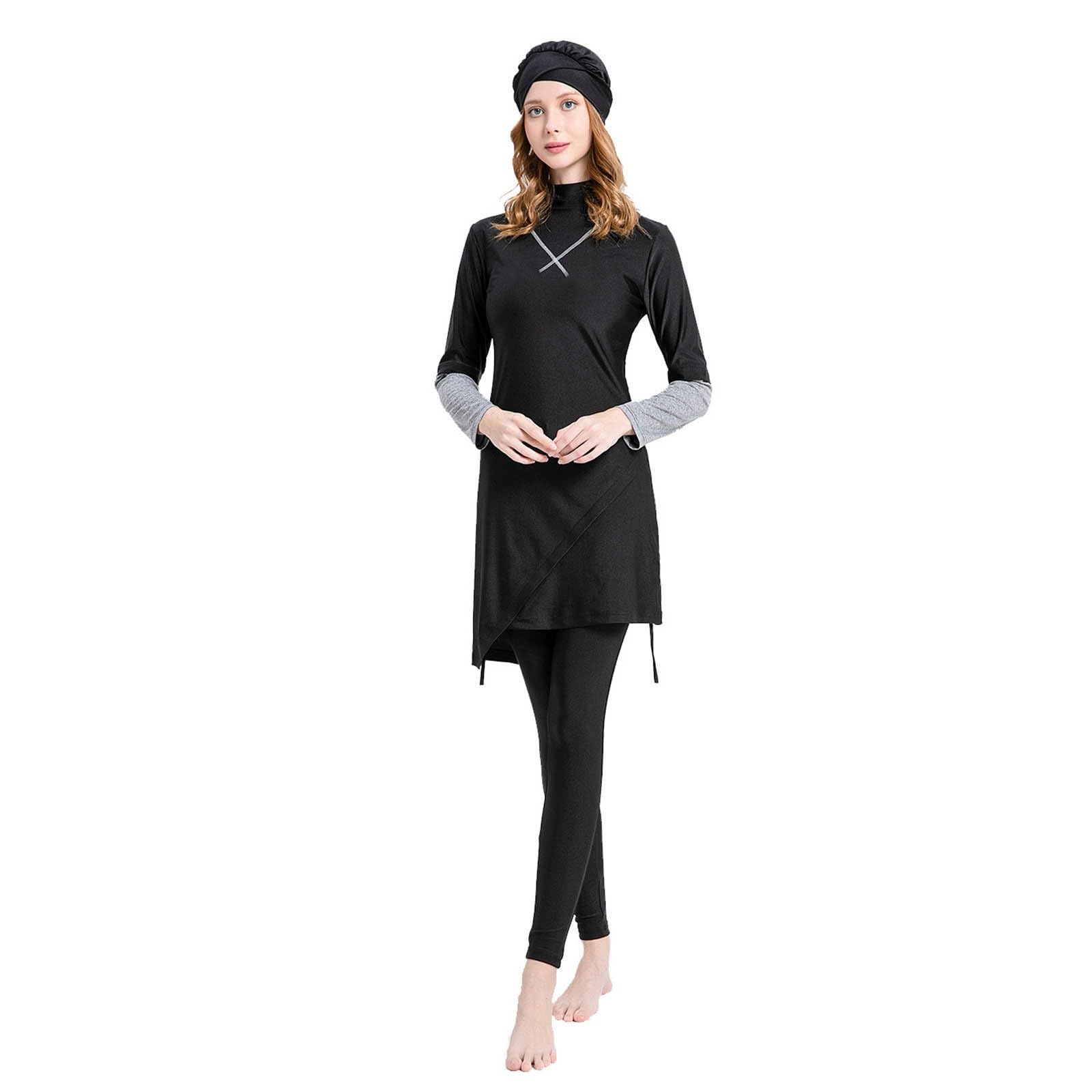 Generisch Costume da bagno da donna a maniche lunghe con pantaloni, copertura completa, tankini, costume da bagno a due pezzi, moda da spiaggia musulmana