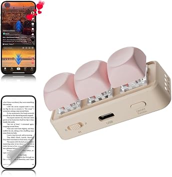 Page Turner Fits for ALL Smartphones | ALL Tablets | ALL Laptops, Android & Kobo E-Readers | Not fit Kindle Mini Remote Control with DIY Switch, RGB Backlight,Built-in Rechargeable Battery Pink