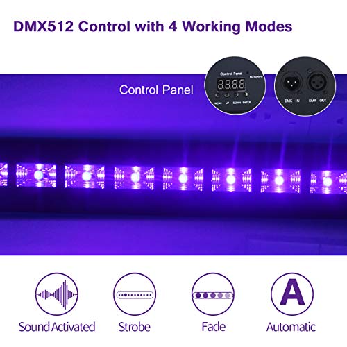 Exulight Black Lights, LED Bar,12LEDs x 3W Black Light with Dimmable for Glow Parties,Halloween and Christmas Party, Birthday,Wedding,Poster,Stage Lighting