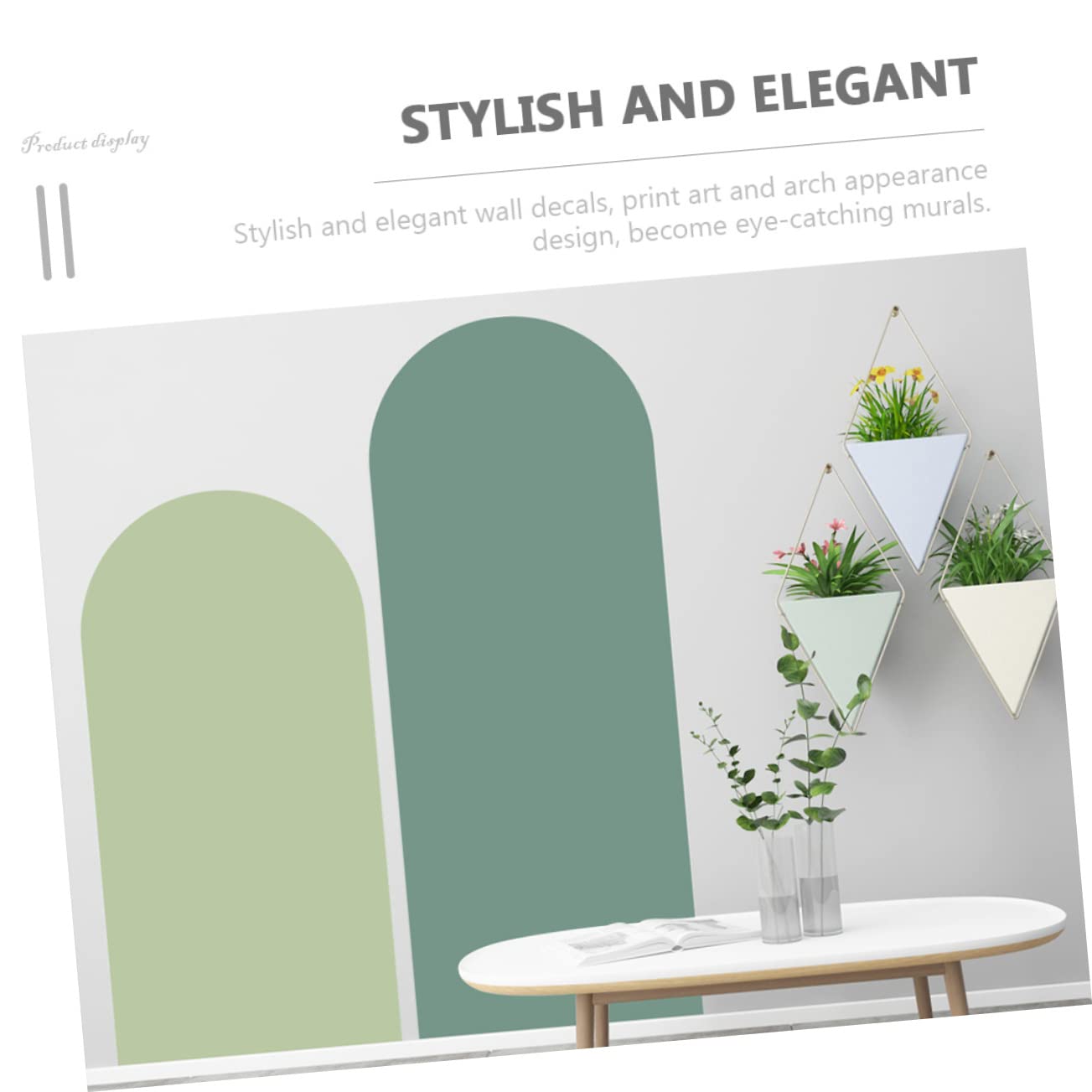 Adesivi Murali ad Arco Artistici in PVC Verde, 2 Pezzi