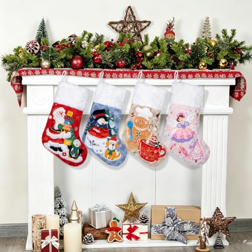 BHD BEAUTY Fluffy Semi 3D Customized Soft Faux Fur for Family Decorations Hanging Ornament for Xmas Holiday Party 4 Pack