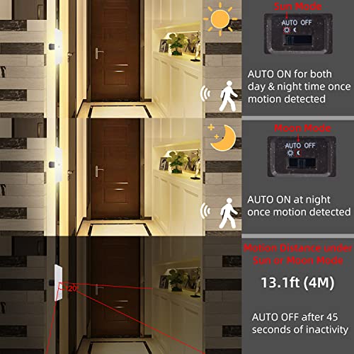 Image of BIGMONAT Motion Sensor Wall Light, LED Sconce Light Battery Operated, USB Rechargeable Night Light, Wireless Wall Lamp for Hallway Bathroom Bedroom Corridor Stairway Shower,180 Lumens, 4000K