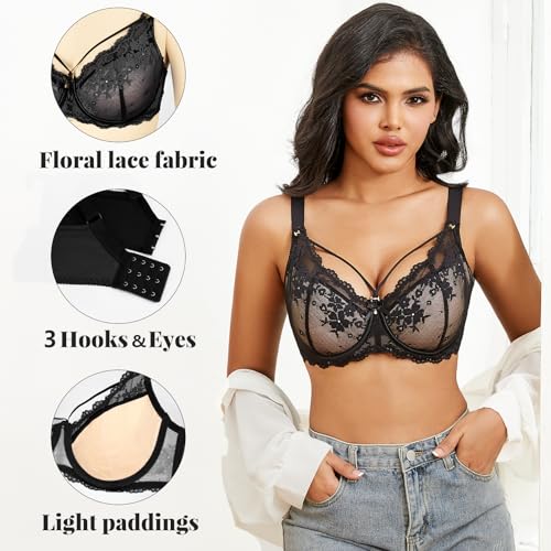 Sexy Lace Bras for Women Plus Size Push Up Bra Full Coverage Underwire Bra4