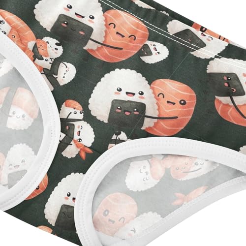 Joisal Toddler Underwear Floral 2t Cotton Cute Panties Girl Pattern Briefs Kids Undies Cute Sushi Salmon Black4