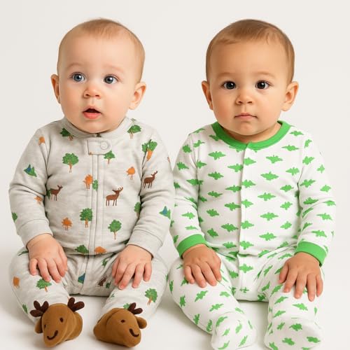 Image of TuddyBuddy 100% Cotton Multi Color Zipper Romper Sleepsuit /Romper /Jumpsuit for Baby Boy & Baby Girl
