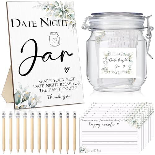 Geelin 114 Pcs Bridal Shower Games Include Date Night Jar Wooden Sign...