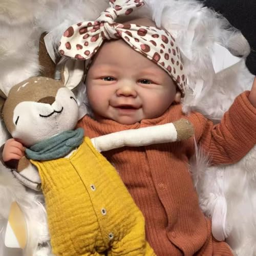 Anano Muñeca Reborn Silicona 48 Cm Bebe Reborn Realista,Muñeca De Trapo Un Recién Nacido Muy Realista,Un Recién Nacido Que Sonríe con Accesorios Un Regalo para Los Niños