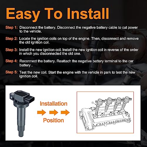 Bdfhyk Ignition Coil Pack Set Of 4 Compatible With Toyota Scion Xa Xb Toyota Echoprius Prius C Yaris 1.3L 1.5L L4, Replacement For Uf316 90919-02240 Uf316T #TOP6