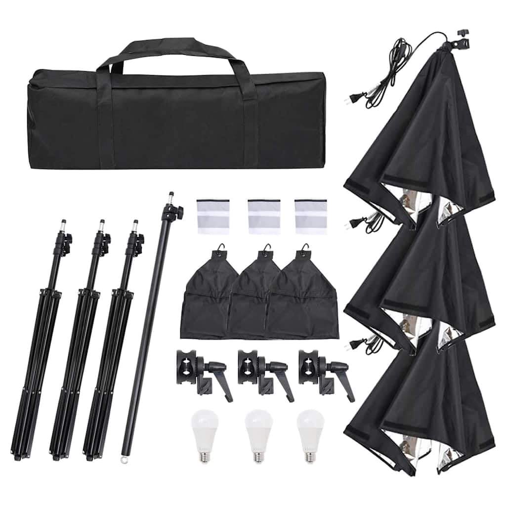 Zestaw do studia fotograficznego ze światłem ciągłym LED i softboxami, aluminiowe statywy 75-210 cm, odblaskowe światło, tło 500 x 300 cm, bawełna, idealny do portretów, zdjęć produktów