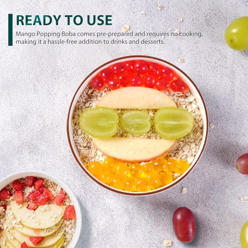 Image of Soeos Mango Popping Boba, 6.6lbs (3Kg), Popping Boba Pearls | Bursting Mango Juice Boba Pearls for Bubble Tea, Desserts & Drinks
