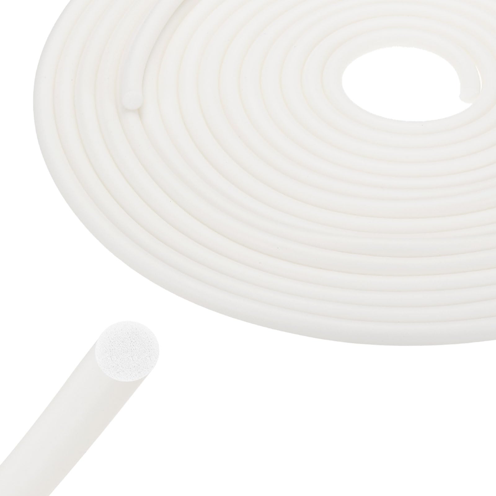 sourcing map Backer Rod 8mm x 10m Silicone Rubber Foam Caulk Saver, Weather Strip Seal for Sealing Concrete Gaps, Expansion Joints, Crack Filling, Doors, Windows, White