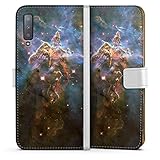  DeinDesign Etui Compatible avec Samsung Galaxy A7 (2018) Etui Folio Etui magnetique Galaxie Space Ciel