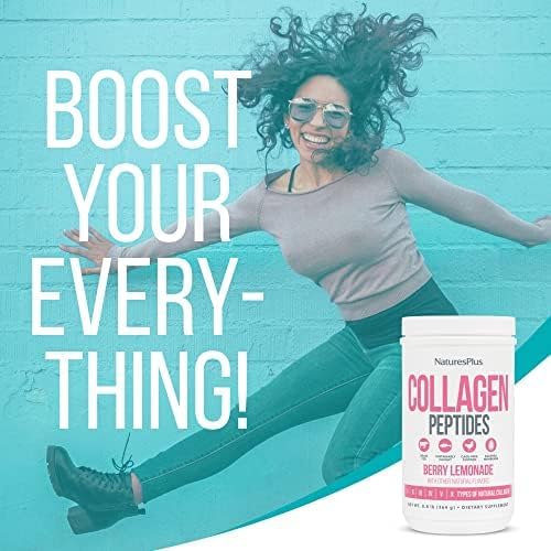 NaturesPlus Collagen Peptides, Berry Lemonade - 0.8 lb Powder - Hair, Skin, Nail & Joint Health, Immune System Support - Non-GMO, Gluten Free - 14 Servings - Image 7