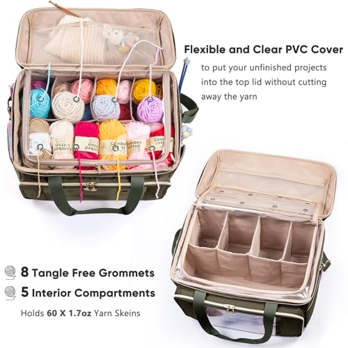 Image of MYBAGZING Large Yarn Storage Bag,Crochet Bag Organizer,Yarn Bags for Crocheting,Crochet Storage Bag with Pockets for Crochet Hooks, Crochet Accessories,Knitting Bags,Gifts for Crocheters
