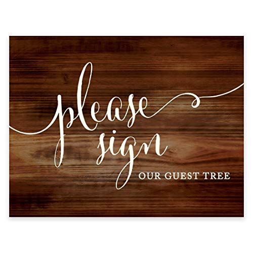 Andaz Press Wedding Party Signs, Rustic Wood Print, 8.5x11-inch, Please Sign our Guest Tree Table Sign, 1-Pack, Unframed