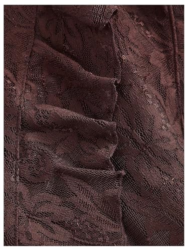 Milumia Women's Lace Ruffle Trim Skirt High Waisted Split Hem Asymmetrical Maxi Skirts3