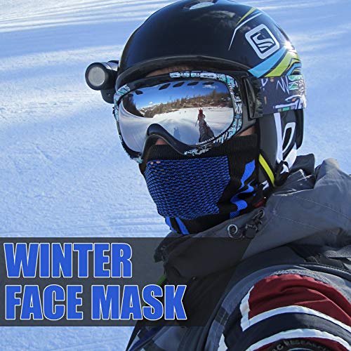 Winter Neck Warmer, Neck Gaiter Face Mask Scarf for Men Women Cold Weather Skiing Running Cycling Breathable Windproof (Blue)