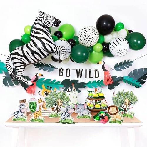Ercadio 10PCS Jungle Animals Cupcake Toppers Three-Dimensional Lion Monkey Zebra Giraffe Elephant Table Centerpiece Safari Animals Theme Baby Shower Kids Birthday Party Decor Supplies