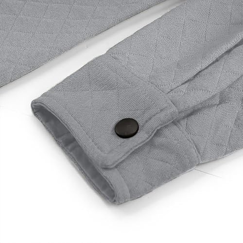 Mens Quilted Shirt Jacket Lightweight Long Sleeve Snap Button Shacket Warm Fall Winter Coat with Pockets4