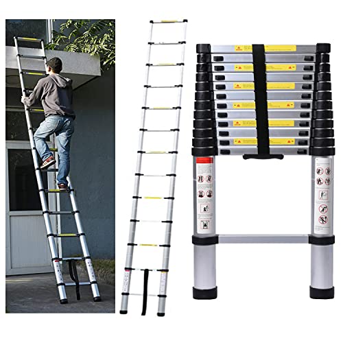 Échelle Télescopique Pliable en Aluminium 4,4m Echelle Multifonction EN131 légère 12,5 kg Charge maximale: 150 kg Cover