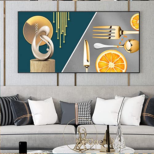 Affiches de cuisine fourchette dorée pour sublimer le mur de votre salle à manger