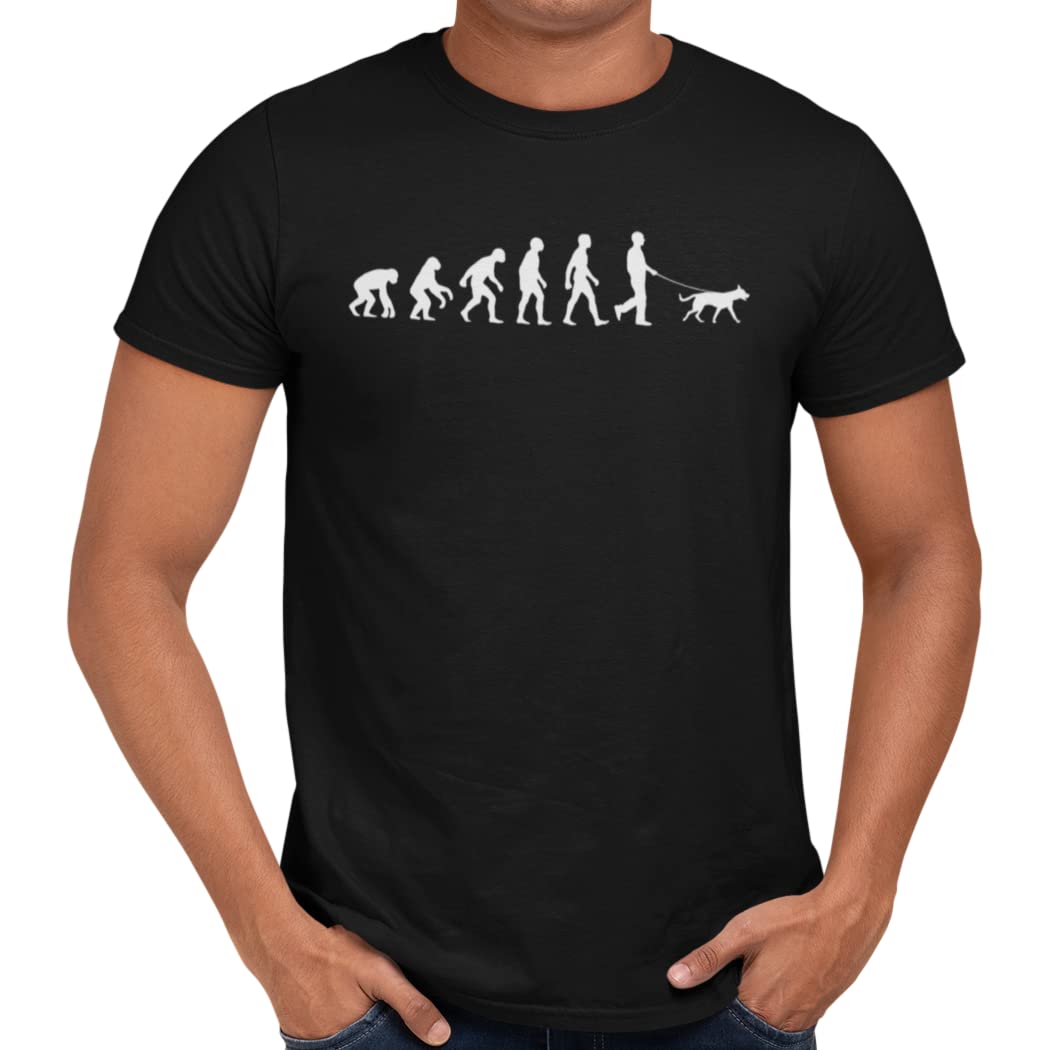 Getting Shirty Dog Walker Evolution Men's T-Shirt (L, Black)