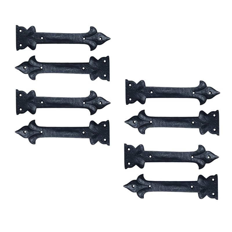 Image of Adonai Hardware Adonijah Antique Cast Iron Strap False or Faux or Dummy Hinges Front (8.50 inch X 8 Pack, Matte Black) for Barn Doors, Gates, Cabinets, Wooden Box, Furniture, Chest, Trunks and Sheds