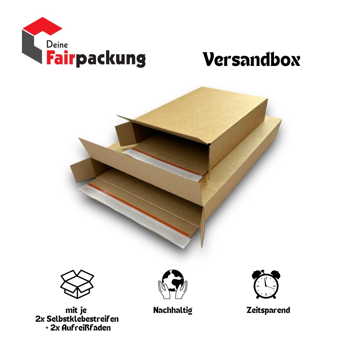 100 x Maxibriefkarton 350x245x50mm Versandboxen Din A4 aus Wellpappe für den Warenversand Büwa Verpackung Verpackungskartons Deutsche Post Versandkartons Dhl Dpd Faltkarton für den Versand
