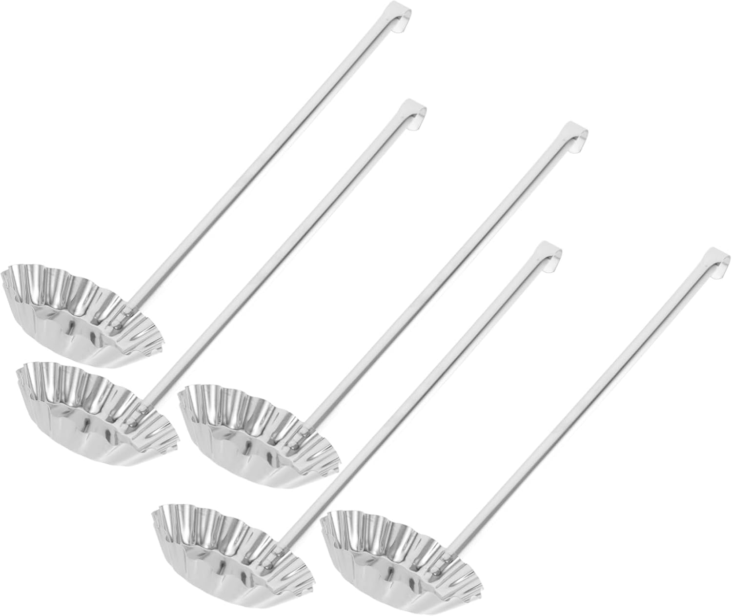 5pcs Stainless Steel Frying Utensil Strainer Handle for Snack Making Deepen Frying Spoon Long Handle Non-stick Kitchen Essentials