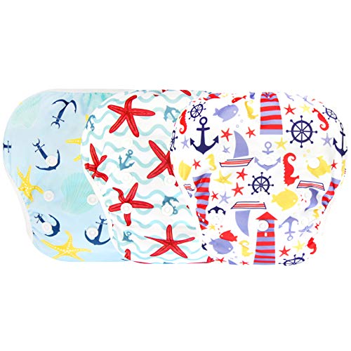 Image of Langsprit 3 Pack Swim Diaper for Baby & Toddle,Reuseable Washable Diaper Swim for Swimming Lesson & Baby Shower Gifts