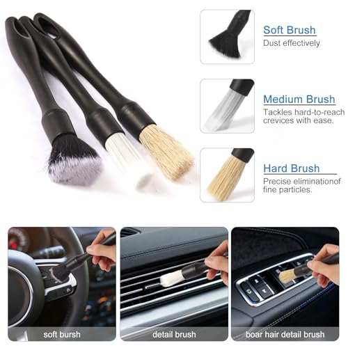 Yungeln 5PCS Car Detailing Brush Set with Car Cleaning Gel Car Cleaning Brushes,Car Dust Brush,Car Interior Detailing Brush for Vehicle Cleaning,Car Accessories for Truck, SUV, Interior - Thumbnail 3