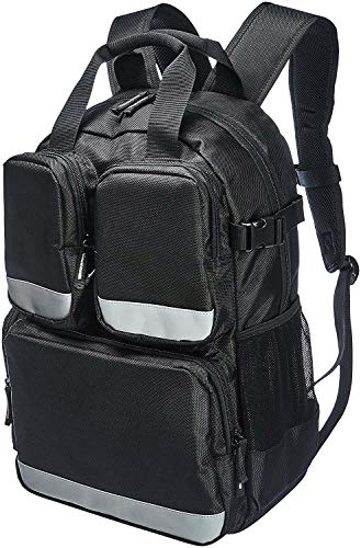 Image of Pahal Nylon Tool Bag Backpack Waterproof Heavy Duty for Tools of Electrician,Technician,Black 19 Pockets 18 INCH-Titan Pro
