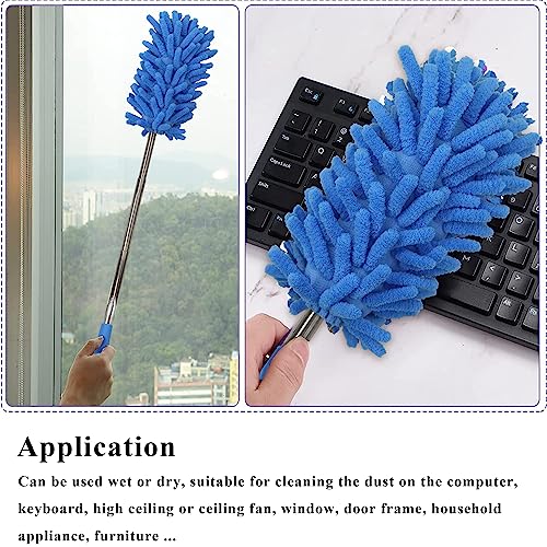 Image of Microfiber Duster, Microfiber Hand Duster Washable Microfibre Cleaning Tool Extendable Dusters for Cleaning Office, Car, Computer, Air Condition, Washable Duster(2Pack /Blue)