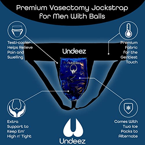 Undeez Vasectomy Jockstrap Underwear - With 2-Custom Fit Ice Packs And Snug Jockstrap For Testicular Support & Pain Relief (As1, Alpha, X_L, Regular, Regular) Black #TOP1