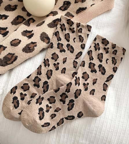Women's Leopard Animal Print Crew Ankle Socks Size 5-93