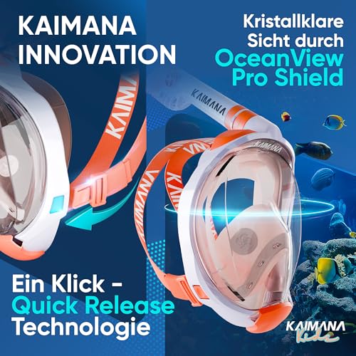 Die Preisgekrönte KAIMANA® Schnorchelmaske Kinder inkl. Tragetasche - absolut CO₂ sichere Tauchmaske...