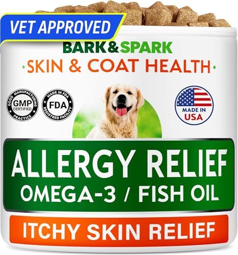 BARK&SPARK Dog Allergy Relief Chews - Anti-Itch Skin & Coat Suppl...